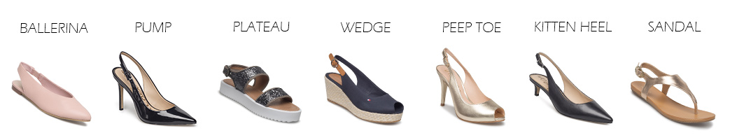 Slingback sko i forskellige modeller
