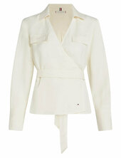 Textured Linen Wrap Blouse Tommy Hilfiger White
