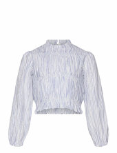 Striped Cotton Blouse Mango Blue