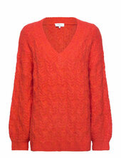 Cable Knit V-neck Rosemunde Red