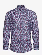 Aop Plain Stretch Shirt L/s Lindbergh Blue