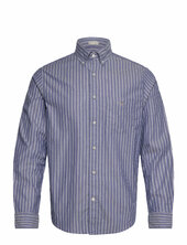 Reg Brushed Twill Stripe Shirt Gant Blue