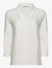 T-shirt Fabric Mix W Collar Tom Tailor White