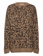 Leopard-print Sweater With Contrasting Trims Mango Brown