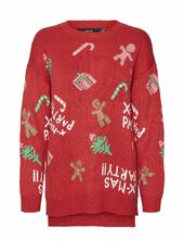 Vmxmasparty Ls H/l O-neck Pull. Xmas Exc Vero Moda Red