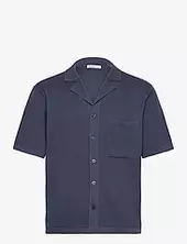 Boxy Short Sleeve Structured Knitte Knowledge Cotton Apparel Blue