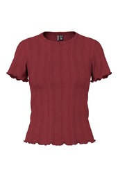 Pieces - T-shirt - Pc Marie Ss O-neck Poin Top - Tawny Port