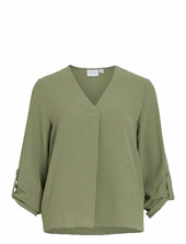 Vijosa 3/4 V-neck Top - Noos Vila Green