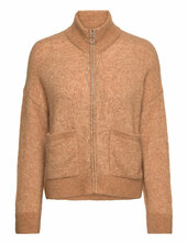 Slfsia Ras Ls Knit Zipper Cardigan Noos Selected Beige