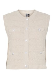 Pieces - Vest - Jena O-neck Knit Vest - Silver Lining