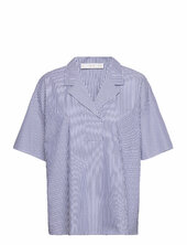 Short Sleeve Striped Shirt Mango Blue
