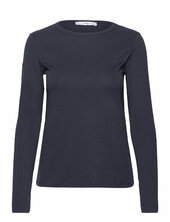 Long Sleeve Cotton T-shirt Mango Navy
