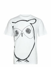 Big Owl Print Tee - Gots/vegan Knowledge Cotton Apparel White