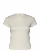 Slim Short-sleeved Cotton T-shirt Weekday Cream