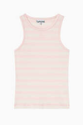 Soft Cotton Rib Tank Top A1050049 - Chalk Pink - Ganni - Lyserød Xl