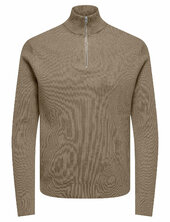 Onsphil Reg 12 Struc Half Zip Knit Noos Only & Sons Beige