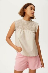 Gestuz Bernadettegz Top, Farve: Beige, Størrelse: 34, Dame