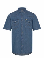 Ss Western Shirt Wrangler Blue