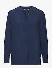 V-neck Blouse, Lenzing™ Ecovero™ Esprit Casual Navy