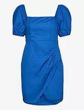 Printed Dress With Balloon Sleeves Mango Blue