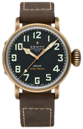 Zenith Herreur 29.2430.679-21.c753 Pilot Sort/læder Ø45 Mm