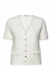 Short-sleeved Bouclã© Cardigan Mango White