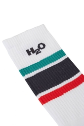 H2o - Strømper - Crew Sock - White/green//red/navy