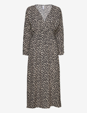 Printed Dress With Ruffled Detail Mango Black