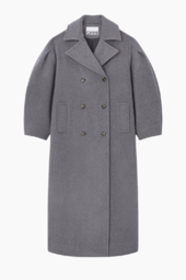 Peacoat Wool Long Coat W0929 - Pewter - Ganni - Grå M