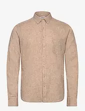 Cotton/linen Shirt L/s Lindbergh Brown
