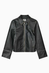 Smooth Leather Rachel Jacket - Black - Mads Nørgaard - Sort Xl