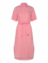 Reg Linen Ss Shirt Dress Gant Pink