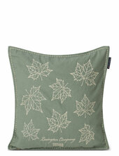 Leaves Embroidered Linen/cotton Pillow Cover Lexington Home Green