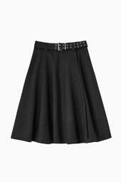 Wool Suiting Knee Length Wrap Skirt - Phantom - Ganni - Grå S