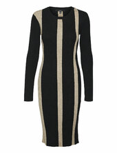 Vmgold New Rib Long Ls O-neck Dress Vero Moda Black