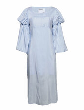Straight Midi-length Dress With Voluminous Sleeves Designers, Remix Blue