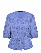 Cambria Cotton Ss Broderie Top French Connection Blue