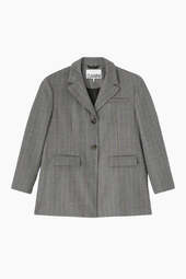 Wool Stripe Blazer A1020040 - Pewter Melange - Ganni - Grå Xxs/xs