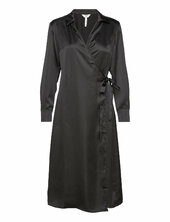 Objsateen Tania Ls Wrap Dress A Div Object Black