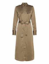 Satin Shirt Dress Mango Green
