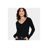 Bluse Sort M/ Lange ærmer Og V/ Hals "milasz" Ls-v - Saint Tropez