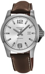 Longines Herreur L3.760.4.76.5 Conquest Sølvfarvet/læder Ø43 Mm