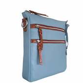 BemÆrk: Kollektionsprøve. Style Playa I Smukt Lyseblåt Læder Med Brune Detalje. Skøn Skulder - Og Crossbodytaske Med Flotte Kontraster