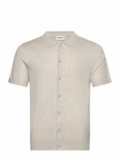 Ecovero S/s Cardigan W. Collar Lindbergh Cream