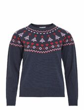 Visanta L/s Christmas Knit/ka Vila Navy