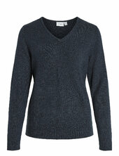 Viril V-neck L/s Knit Top - Noos Vila Navy