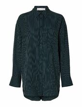 Slfmaddie Ls Striped Tencel Shirt B Selected Black