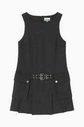 Wool Suiting Belted Mini Dress A1030115 - Phantom - Ganni - Grå Xl