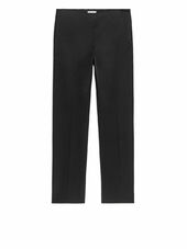 Stretchy Cotton Satin Trousers - Black