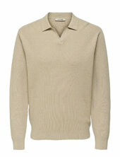 Onsphil Reg 12 Struc Split Neck Knit Only & Sons Beige